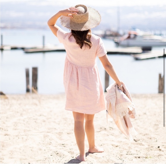 Jillian Harris x Priv Hamptons Mini Babydoll Linen Button Dress - Picture 3 of 9